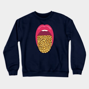 Red Lips Leopard Tongue Crewneck Sweatshirt